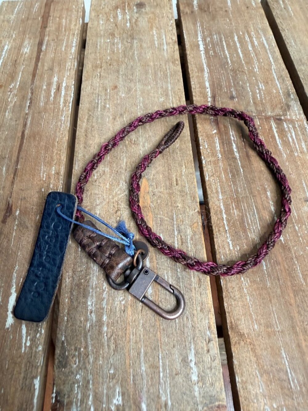 Caputo & Co. Unisex Burgundy Braided Cord & Leather Bracelet